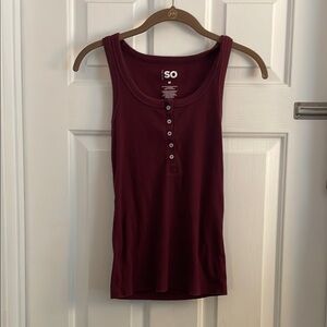 SO Maroon Sleeveless Fitted Tank Top